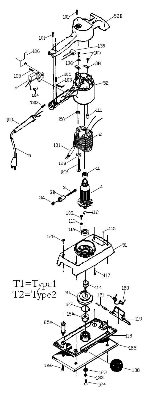 Fig-0 Diagram and Parts List for 205  Porter Cable Sander Grinder
